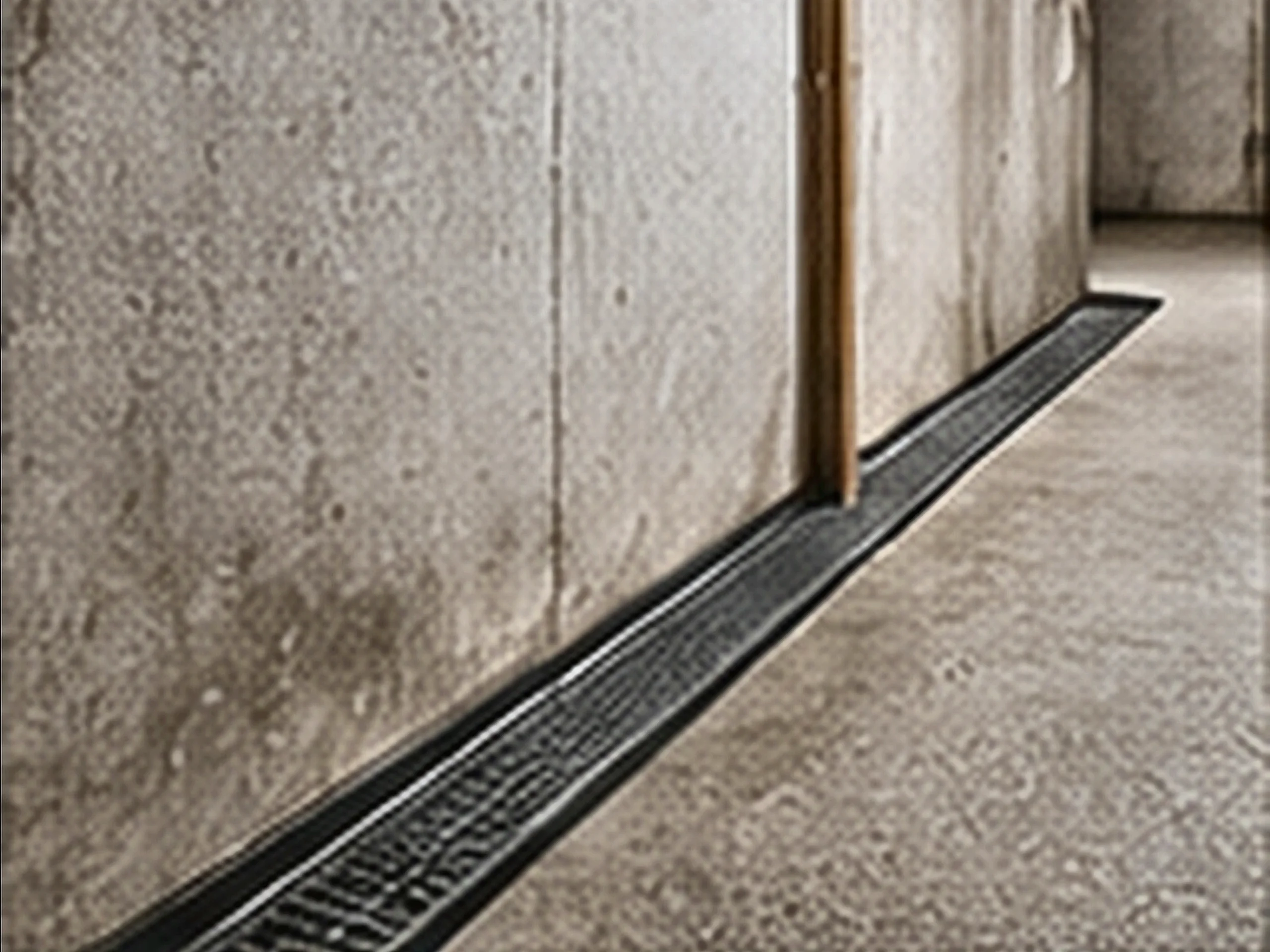An interior basement waterproofing drainage system installed along a foundation wall