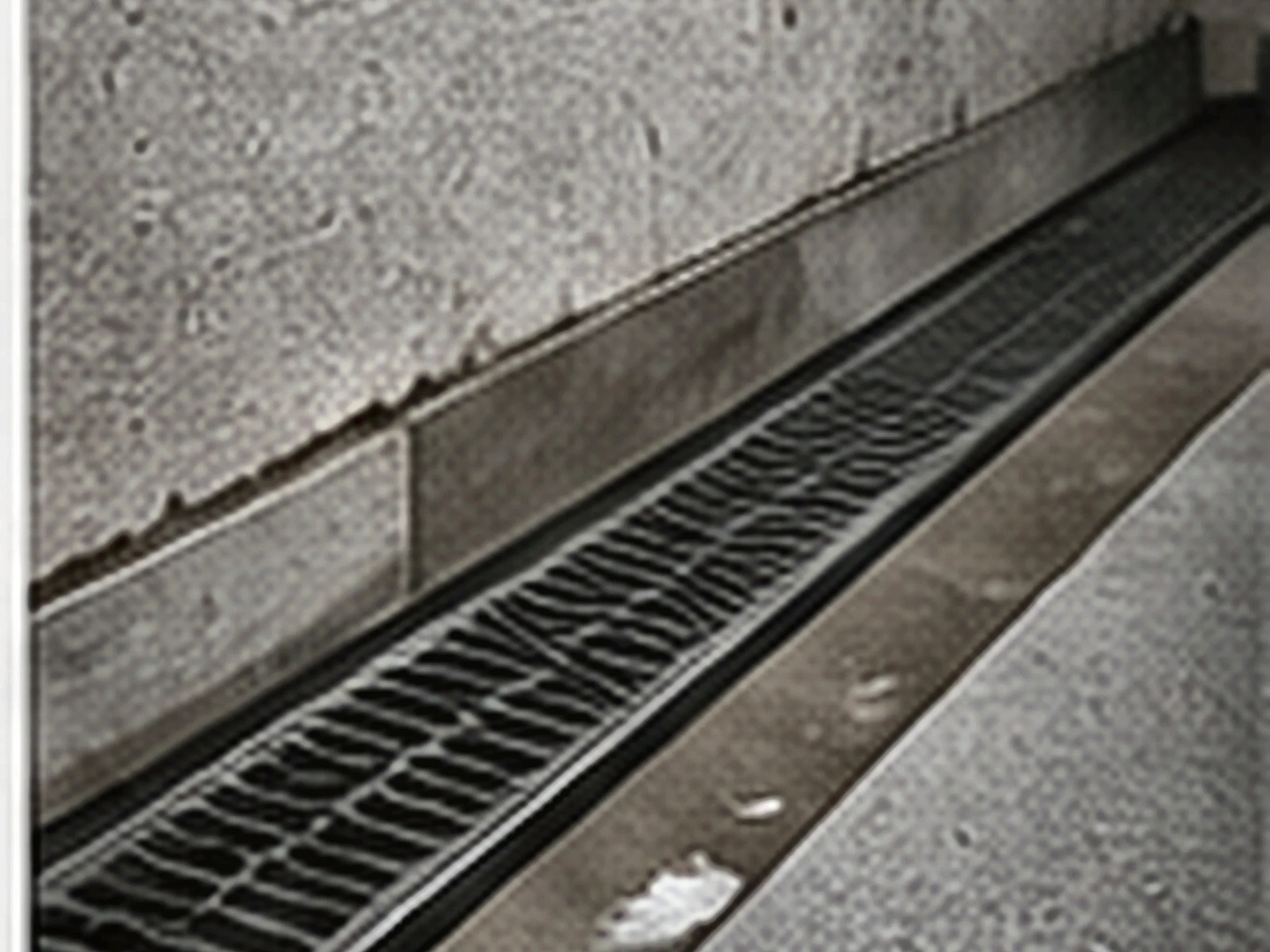 A recently completed interior French drain installation