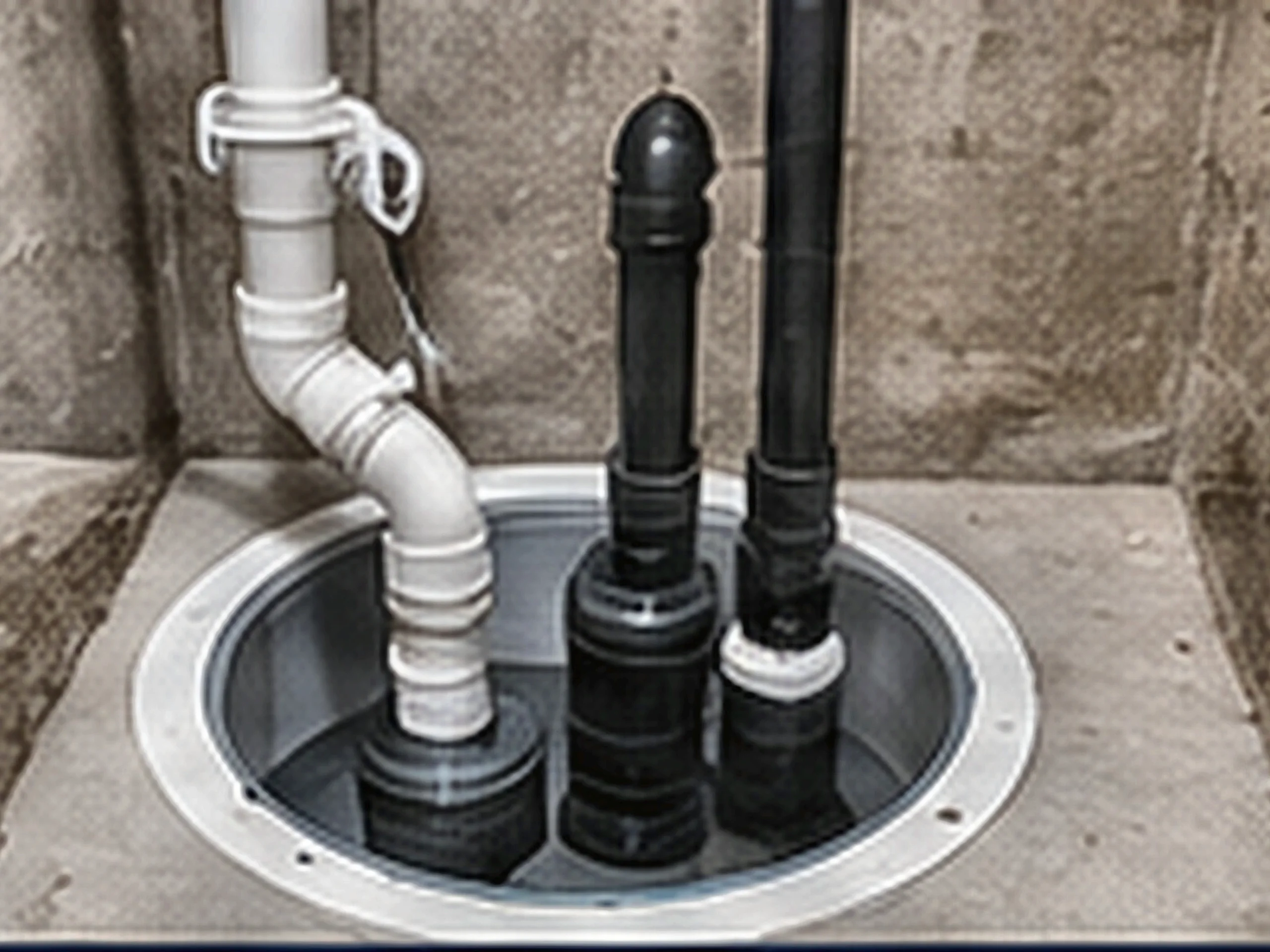 A newly installed sump pump with battery backup, installed by Basement Waterproofing Troy